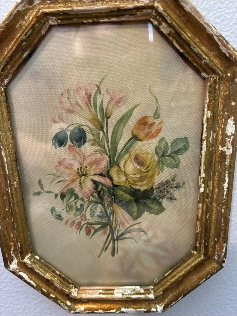 Vintage Gold Floral Wall Art - Flemish School Flowers - Made in Italy